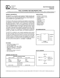 ALD1101SA datasheet: Dual N-channel matched mosfet pair ALD1101SA