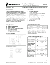 EZ1584CT datasheet: Adjustable 7.0 AMP low dropout positive voltage regulator EZ1584CT