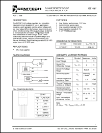 EZ1087CT datasheet:  5.0AMP remote sense voltage regulator EZ1087CT