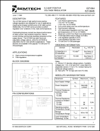 EZ1084CT datasheet: Adjustable 5.0AMP  positive voltage regulator EZ1084CT