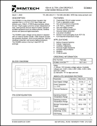 SC8863-3.00CSKTR datasheet: 150mA ultra low dropout, low noise regulator SC8863-3.00CSKTR