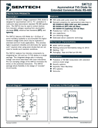 SM712TG datasheet: Asymmetrical TVS diode SM712TG