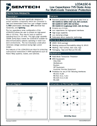 LCDA15C-6TB datasheet: Low capacitance  TVS diode array LCDA15C-6TB