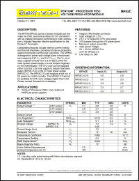 MP55C-3.3-2.5 datasheet: Pentium processor voltage regulator module MP55C-3.3-2.5