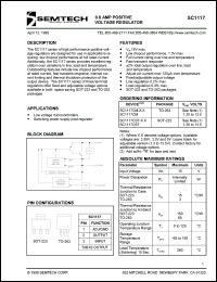 SC1117CM-3.3TR datasheet: 3.3V 0.8 AMP positive voltage regulator SC1117CM-3.3TR