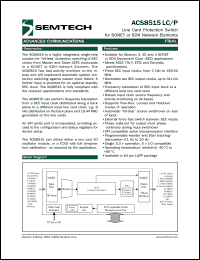 ACS8515 datasheet: Line card protection switch for SONET or SDN network element ACS8515
