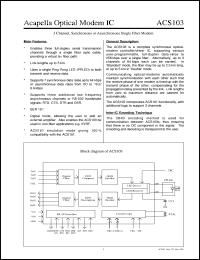 ACS103 datasheet: Optical modem IC ACS103