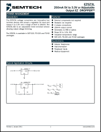 EZ5Z3L-Z3.TR datasheet: 250mA  5V to 3V or adjustable  output EZ dropper EZ5Z3L-Z3.TR