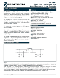 SC2982CSK-2.5.TR datasheet: 2.5V 50mA ultra low dropout, low noise micropower linear regulator SC2982CSK-2.5.TR