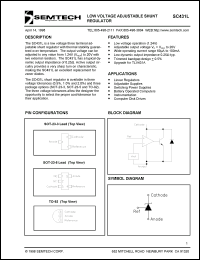 SC431LCSK-2TR datasheet: Low voltage adjustable shunt regulator SC431LCSK-2TR