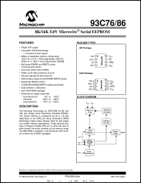 93C76-/SN datasheet: 8K,16K 5.0V microwire EEPROM 93C76-/SN