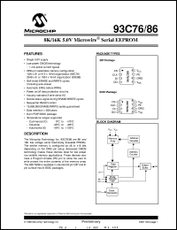 93C76-I/P datasheet: 8K,16K 5.0V microwire EEPROM 93C76-I/P