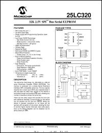25LC320-I/SN datasheet: 32K 2.5V SPI bus EEPROM 25LC320-I/SN