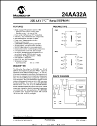 24AA32A-/P datasheet: 32K 1.8V I2C EEPROM 24AA32A-/P