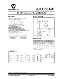 93LC56A-/P datasheet: 2K 2.5V microwire EEPROM 93LC56A-/P