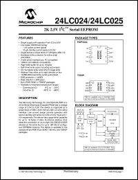 24LC024T-I/SN datasheet: 2K 2.5V I2C EEPROM 24LC024T-I/SN