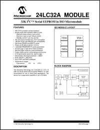 24LC32A-/MT datasheet: 32K I2C EEPROMs in ISO micromodules 24LC32A-/MT