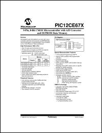 PIC12CE674-04I/JW datasheet: 8-Pin, 8-Bit CMOS microcontroller with A,D converter and EEPROM data memory PIC12CE674-04I/JW