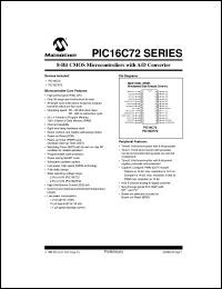PIC16LC72-02/JW datasheet: 8-Bit CMOS microcontroller with A,D converter PIC16LC72-02/JW