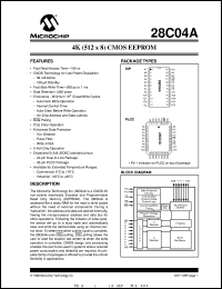 28C04A-15/L datasheet: 4K (512x8) CMOS EEPROM 28C04A-15/L