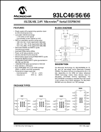 93LC56-/SN datasheet: 2K 2.0V microwire EEPROM 93LC56-/SN