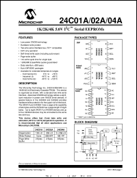 24C01A-I/SN datasheet: 1K 5.0V I2C EEPROM 24C01A-I/SN