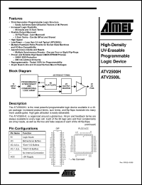 ATV2500H-25KM/883 datasheet: High-density UV-erasable programmable logic device ATV2500H-25KM/883