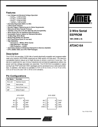 AT24C164-10PI-2.7 datasheet: 2-wire serial EEPROM 16K(2048 x  8) AT24C164-10PI-2.7