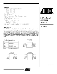 AT24C01-10PC datasheet: 2-wire serial EEPROM 1K(128 x  8) AT24C01-10PC
