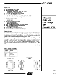 AT27LV040A-15JI datasheet: 4 Megabit(512K x 8) low voltage OTP EPROM AT27LV040A-15JI