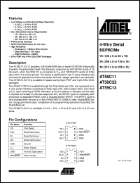 AT59C11W-10SC-2.7 datasheet: 4-wire serial EEPROM 1K(128 x  8 or 64 x16) AT59C11W-10SC-2.7