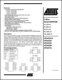 AT24C01A-10TI datasheet: 2-wire serial EEPROM 1K(128 x 8) AT24C01A-10TI