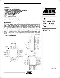 AT89C51-12JC datasheet: 8-bit microcontroller with 4K bytes flash, 5V, 12MHz AT89C51-12JC