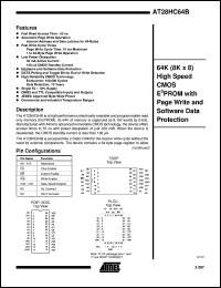 AT28HC64B-12JI datasheet: 64K(8K x 8) high speed CMOS EEPROM with page write and software data protection AT28HC64B-12JI