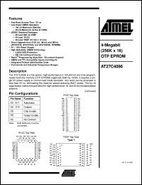 AT27C4096-55PC datasheet: 4-Megabit (256K x 16) OTP EPROM AT27C4096-55PC