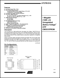 AT27BV010-70TI datasheet: 1 Megabit (128K x 8) unregulated battery-voltage OTP CMOS EPROM AT27BV010-70TI