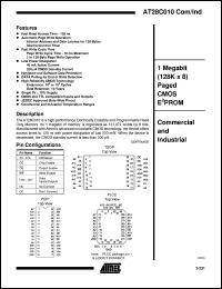 AT28C010-12PI datasheet: 1 Megabit (128K x 8) paged CMOS EEPROM AT28C010-12PI