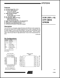 AT27C516-70JC datasheet: 512K (32K x 16) OTP CMOS EPROM AT27C516-70JC