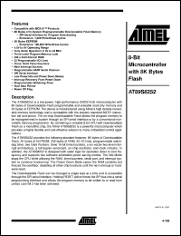 AT89S8252-33PC datasheet: 8-bit microcontroller wiet 8K bytes flash,33MHz,4.5V to 5.5V AT89S8252-33PC