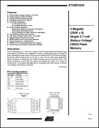 AT29BV020-25TI datasheet: 2Megabit (256K x 8) single 2.7-volt battery-voltage CMOS flash memory AT29BV020-25TI