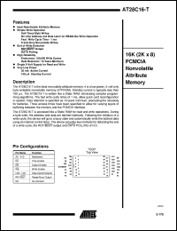 AT28C16-15TC datasheet: 16K(2K x 8) PCMCIA nonvolatile attribute memory, 30mA active, 0.1 standby AT28C16-15TC