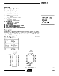 AT28C17E-15SC datasheet: 16K(2K x 8) CMOS EEPROM, 30mA active current, 0.1mA standby current AT28C17E-15SC