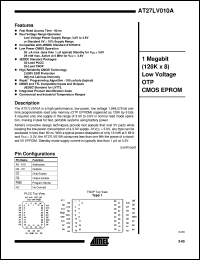 AT27LV010A-90TC datasheet: 1 Megabit(128K x 8) low voltage OTP CMOS EPROM AT27LV010A-90TC