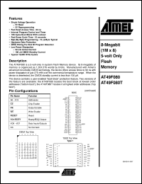 AT49F080T-15TC datasheet: 8-Megabit (1M x 8) 5-volt ohly flash memory, 50mA active current, 0.1mA standbgy current AT49F080T-15TC