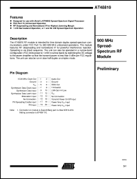 AT48810-CH datasheet: 900MHz spread-spectrum RF module, second LO 81.9312 MHz AT48810-CH