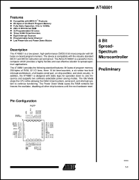 AT48801-16QC datasheet: 8 bit spread-spectrum microcontroller, 5V power supply AT48801-16QC