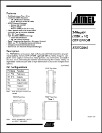 AT27C2048-55PI datasheet: 2 Megabit(128K x 16) OTP EPROM, 35mA active, 0.1mA standby AT27C2048-55PI