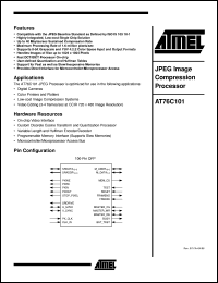 AT76C101 datasheet: JPEG image compression processor, 3V t0 3.3V DC supply voltage AT76C101
