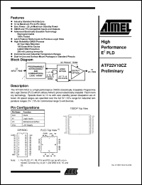 ATF22V10CZ-12JC datasheet: High performance EE PLD, 5V ATF22V10CZ-12JC