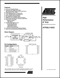 ATF22LV10CZ-25XI datasheet: High performance EE PLD, 3V to 5.5V ATF22LV10CZ-25XI